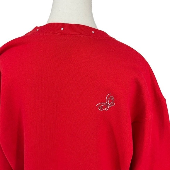Vintage 90’s Cactus Sweatshirt Rhinestone Butterflies Full Zip Red Large - Picture 8 of 11